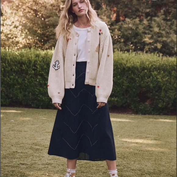 The Great. Collegiate Cardigan Sweater in Natural. Size 1. - Picture 8 of 9